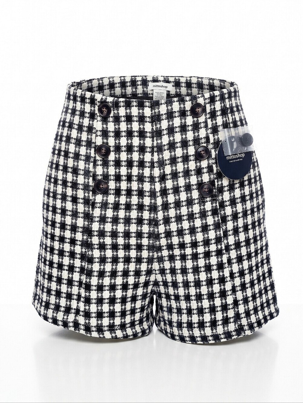 NWT! Mittoshop Black & White Tweed High-Waist Shorts